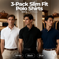 3-Pack Slim Fit Polo Shirts
